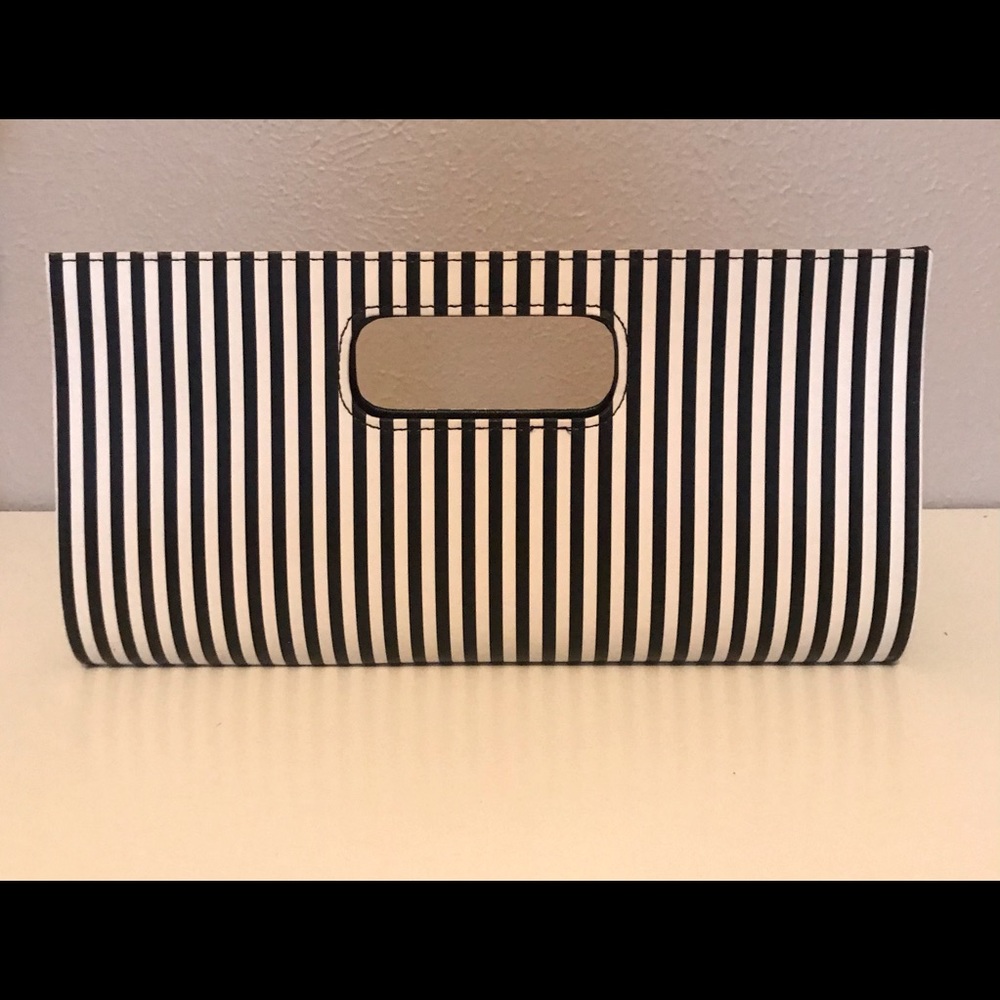 Black and White striped clutch